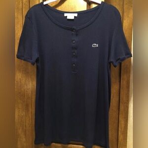 Authentic LACOSTE Navy Ribbed Women’s Top Sz 44 Fits M-L